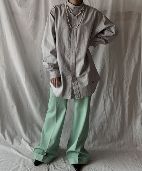 【RE;CIRCLE】 RE Stripe Band Collar Shirt①/210414-027
