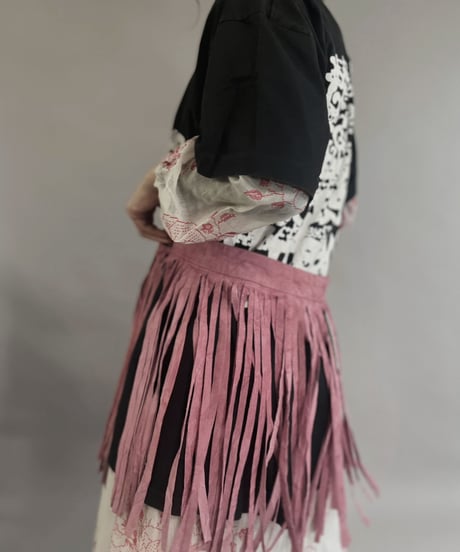 【USED】 Suede Leather Skirt Pink / 230304-001