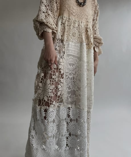 【RE;CIRCLE】 RE Crochet Lace Patchwork One-piece / 220526-012