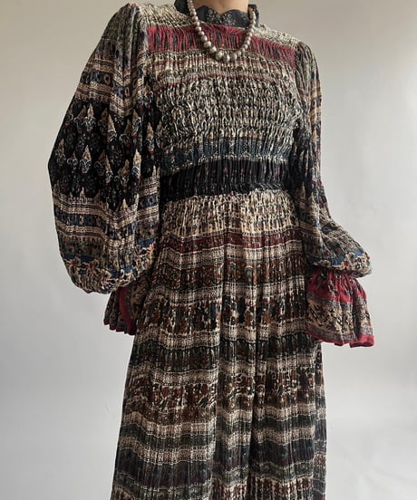 【RE;CIRCLE】 RE Indian Cotton Balloon Sleeved One-piece / 240912-001