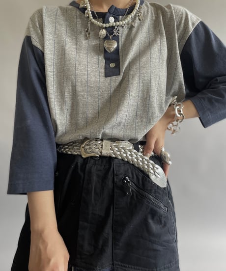 【USED】 80's Stripe Patterned T-Shirt  /240606-012