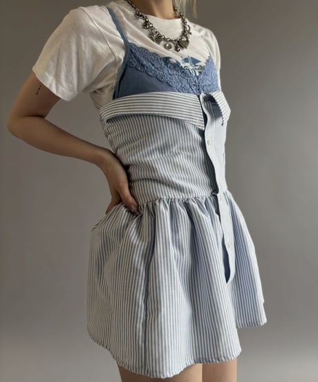 【RE;CIRCLE】  RE Stripe Shirt Mini One-Piece / 260611-003