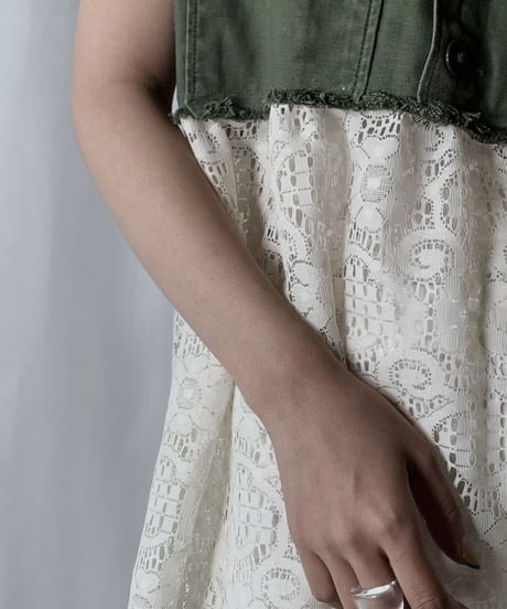 【RE;CIRCLE】 RE Lace × Fatique Shirt One-peice①/210801-068