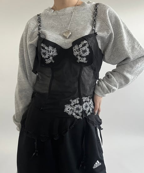 【USED】 Flower Pattern Sheer Camisole Top /250215-016