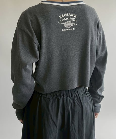【USED】 Made in USA Harley-Davidson Cut Off L/S Top   /250426-006