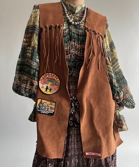 【USED 】Pig Skin Fringe Vest /240912-007