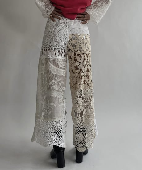 【RE;CIRCLE】 RE Crochet Lace Patchwork Pants / 220526-018