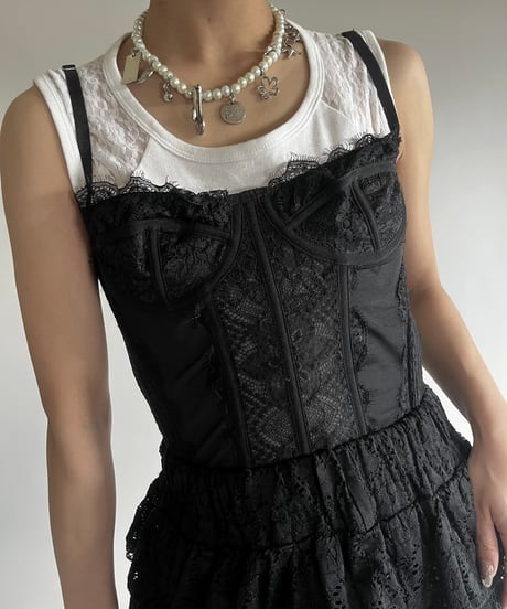 【USED】  Lace Pattern Corset Top /250213-008