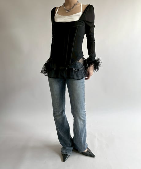 【USED】 HOUSE CB LONDON Fur Sleeve L/S Top /250419-024