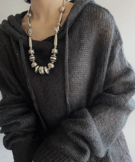 【USED】BONDS Mohair Knit Hoodie Top /240127-002