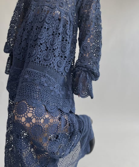 【RE;CIRCLE】 RE Crochet Lace One-piece Navy / 220818-007