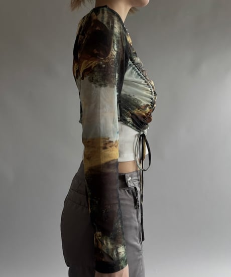 【USED】 Drawstring sheer top/250920-024