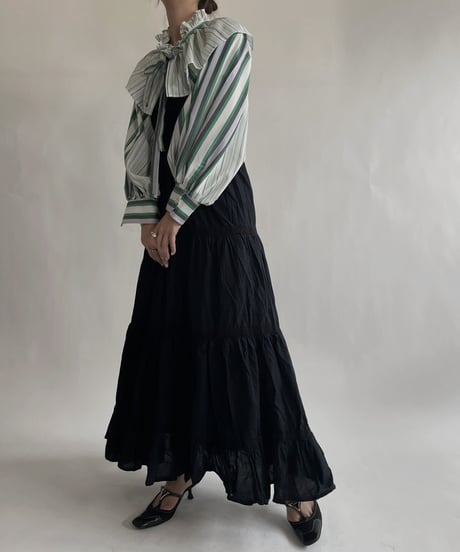 【RE;CIRCLE】 RE Striped Shirt Detachable Collar + Bolero / 220609-004