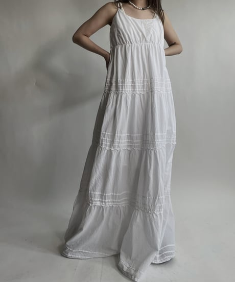 【USED】 White Cotton Camisole One-Piece / 220423-010