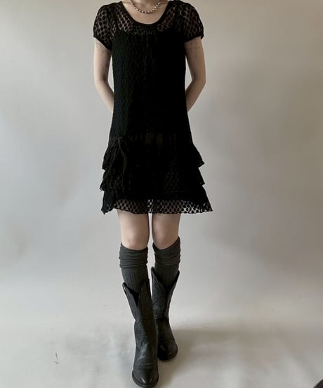 【USED】 Lace Pattern S/S Sheer One-Piece  / 250628-001