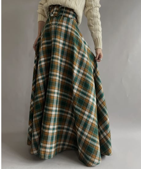 【USED】  Checked Long Skirt / 221105-023