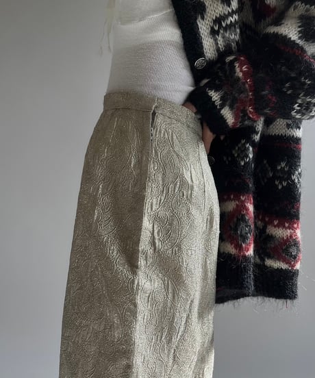 【USED】 Patterned Lame Long Skirt /241228-007