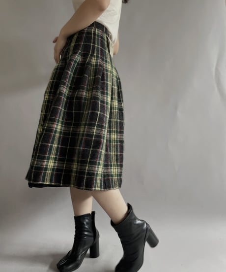【USED】  Wool Checked Long Skirt / 221105-030