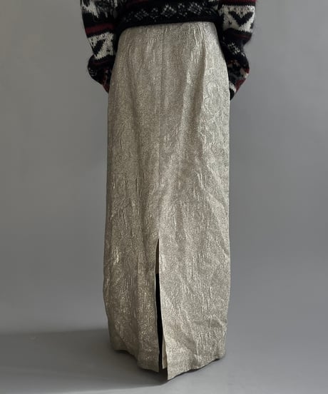 【USED】 Patterned Lame Long Skirt /241228-007
