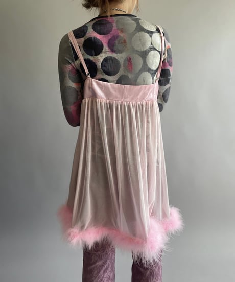 【USED】 Fur Patterned Sheer Camisole Top /241006-015