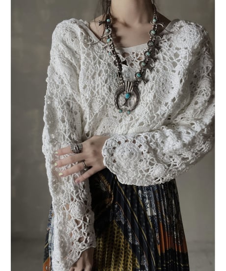【USED】　Crochet Knit L/S Top/ 220220-022