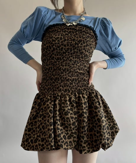 【USED】 Leopard Pattern Balloon Camisole One-Piece/ 260314-003