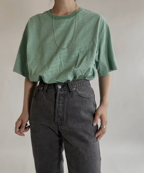 【USED】 LANDS’ END Short Sleeve  Striped T-shirt / 220521-011