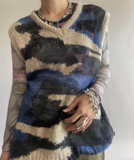 【USED】 Heaven Mohair Knit Vest /241006-013