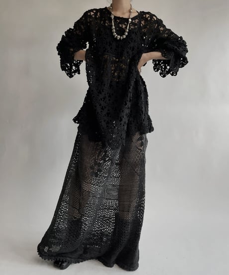 【RE;CIRCLE】 RE Crochet Black Lace One-piece / 220728-020