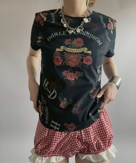 【USED】 HARLEY-DAVIDSON Rose Pattern Tee / 260418-037
