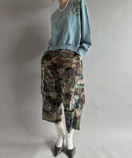 【USED】 Military Camouflage Cut Off Paint Pants /250925-010