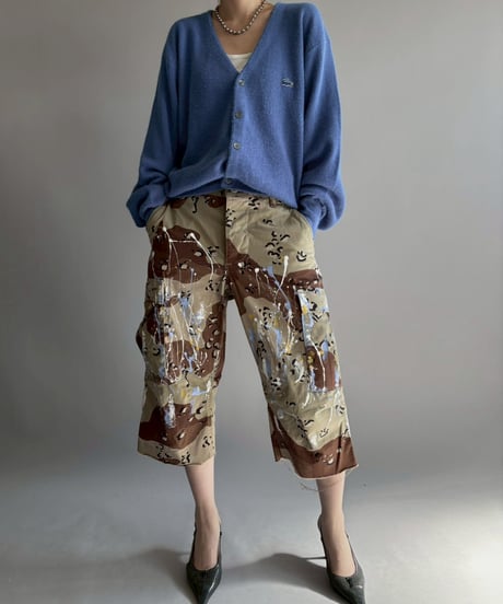 【USED】 Military Camouflage Painted Cut off Shorts / 251108-017