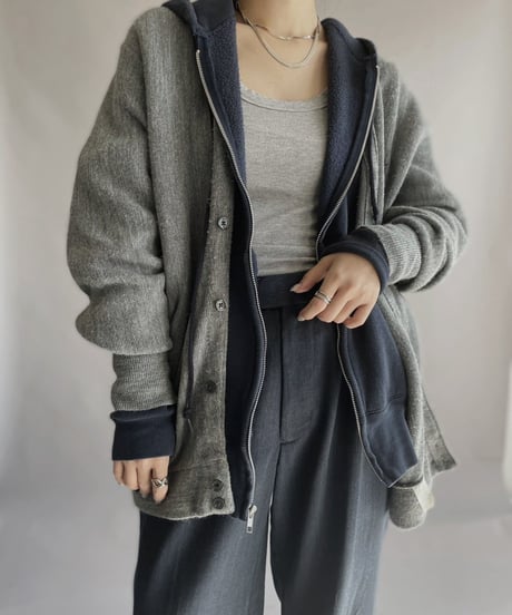 【USED】 IZOD Acrylic Knit Cardigan Gray / 230204-021
