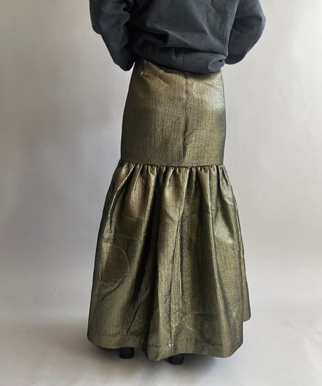 【USED】 Dead Stock BCBG MAXAZARIA Gold Lame Skirt/ 241006-011