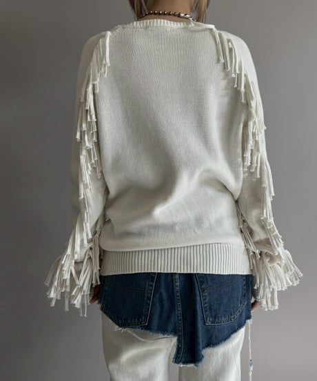 【USED】 Laure Ralph Lauren Fringe Cotton Knit / 260207-013