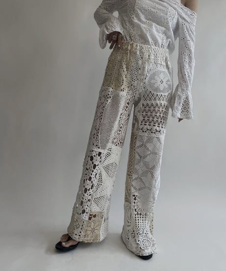 【RE;CIRCLE】 RE Crochet Patchwork Pants / 220728-029