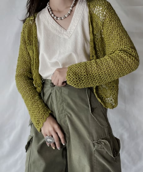 【USED】   Crochet Knit L/S Top③/210921-039