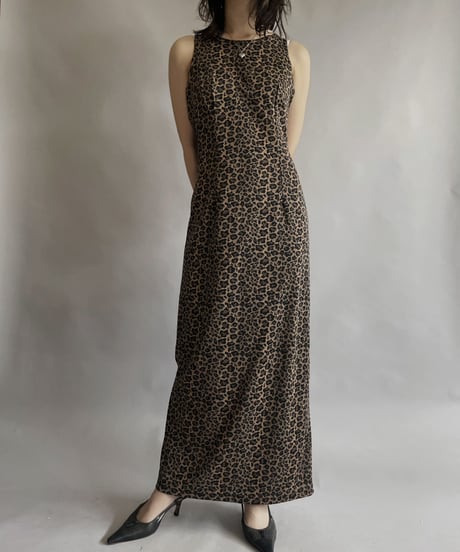 【USED】 UP FRONT Leopard Poly One-piece / 230506-038