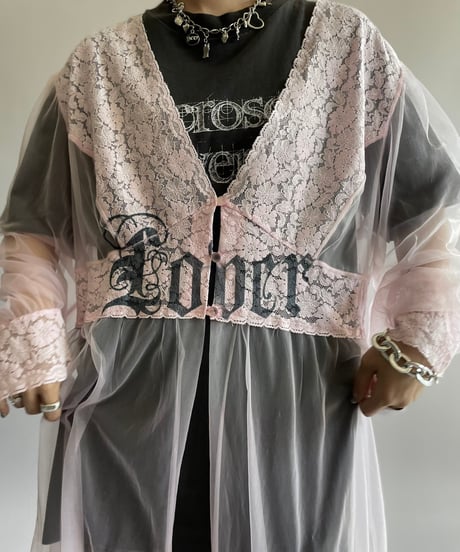 【USED】 Lace Patterned Sheer Long One-Piece/241006-018