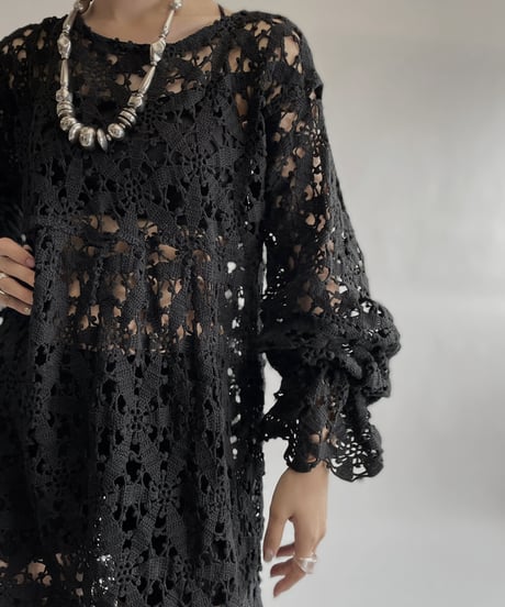 【RE;CIRCLE】 RE Crochet Black Lace One-piece / 220728-020