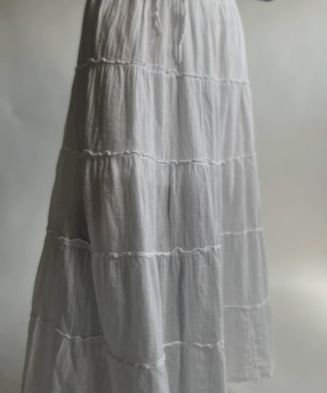 【USED】 White Cotton Long Skirt / 220423-018
