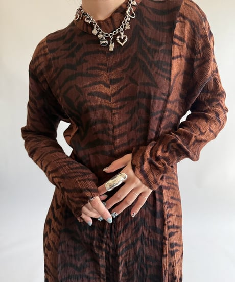 【USED】 Zebra Pattern Sheer Long One-Piece  /250322-032