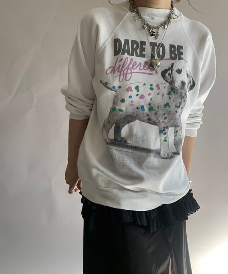 【USED】 Made in USA 90's Hanes Dog Print Sweat Top/241124-024