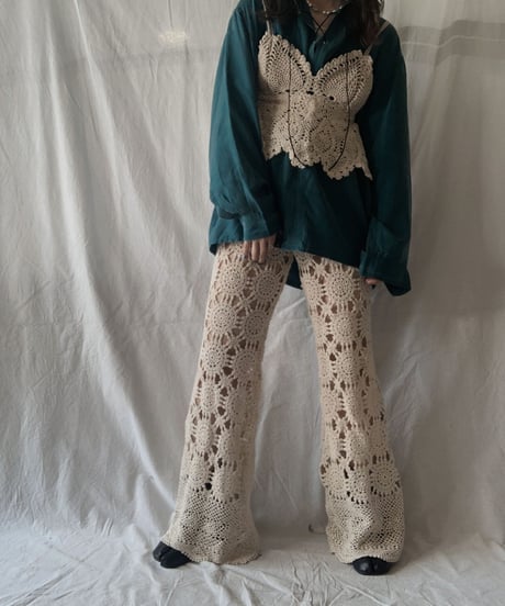 【RE;CIRCLE】 RE Lace Up Silk Pullover Shirt①/210611-011