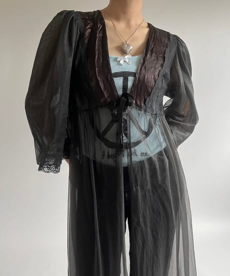 【USED】  Lace Pattern Sheer Long One-Piece /250301-011