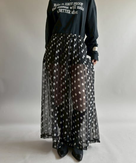 【USED】 Sheer Dot Pattern Pleats Pants /260418-005