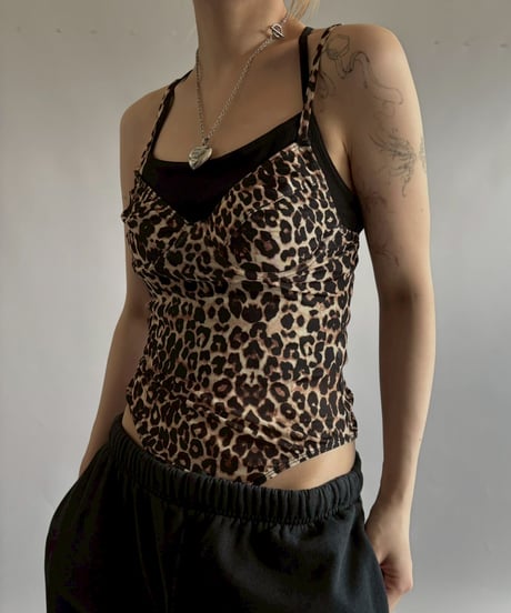【USED】 Leopard Pattern Leotard Camisole Top  /251012-029