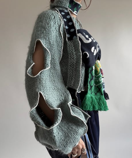 【RE;IRCLE】 RE Mellow Ribbon Knit Top + Muffler  /  250123-008