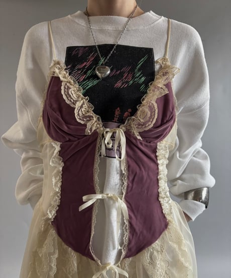 【USED】 MADE in USA Organza lace camisole One-Piece  /250927-002