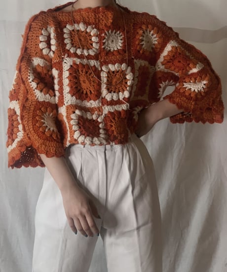 【RE;CIRCLE】 Short Sleeve Granny Knit Top③ /210404-003